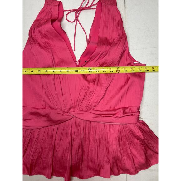 BCBGMaxAzria - Pink Shirred Satin Twist Front Top Size XL. NWOT - Picture 6 of 7